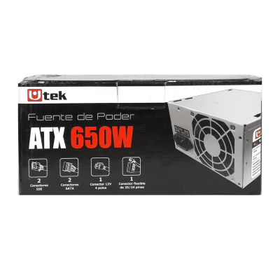 Fuente Poder ATX 650w /20/24p/ 2 Sata UTEK
