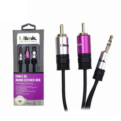 Cable de audio 3,5mm a 2 RCA de 1.8 mts